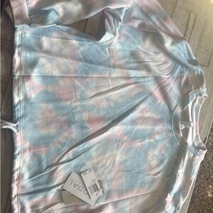 Tahari Women's Blue and Pink Tie-Dye Hoodie